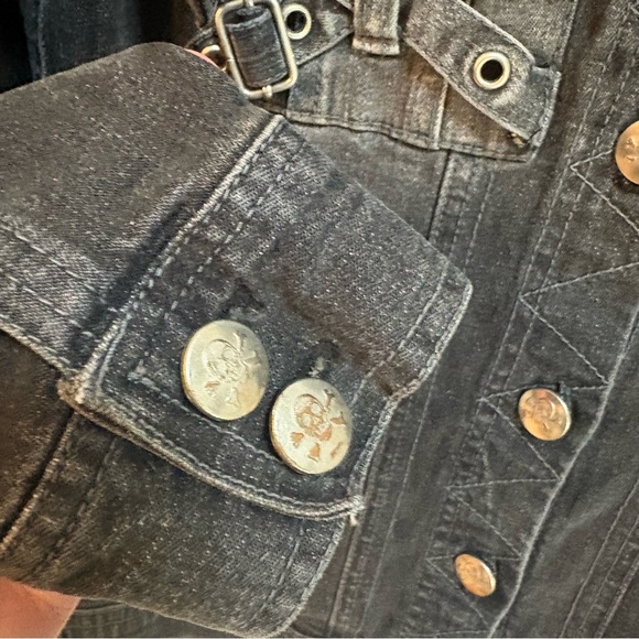 Tripp NYC Denim Bondage Black Jacket Goth Punk Daang Goodman Womens Small - Picture 9 of 14